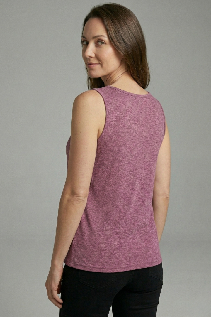 Women’s Sleeveless Top with Button Detail and V-Neck