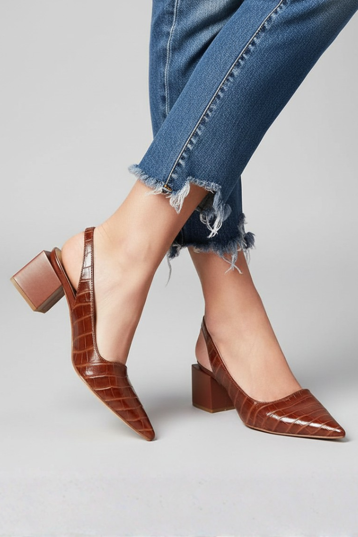 Women’s Slingback Pumps with Pointed Toe and Adjustable Strap