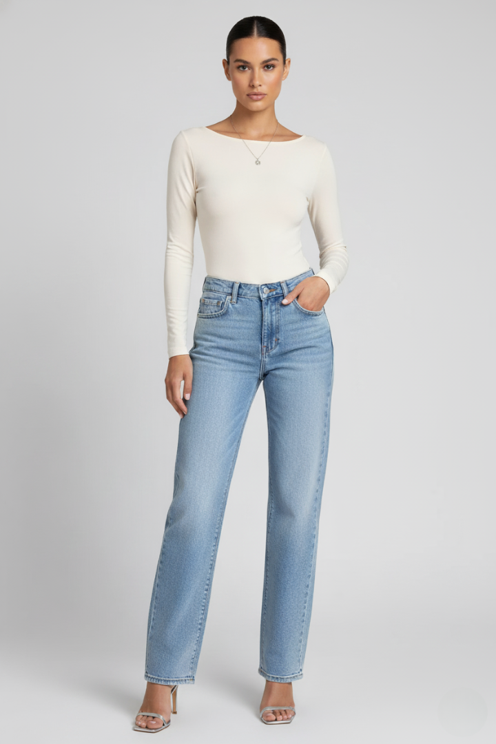 Women’s Straight Jeans with Mid-Rise Waist