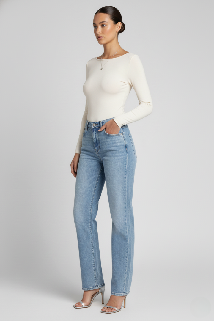 Women’s Straight Jeans with Mid-Rise Waist