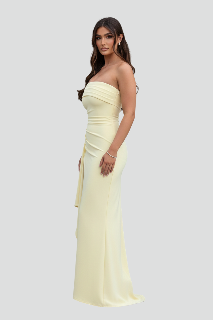 Women’s Strapless Maxi Dress with Front Slit