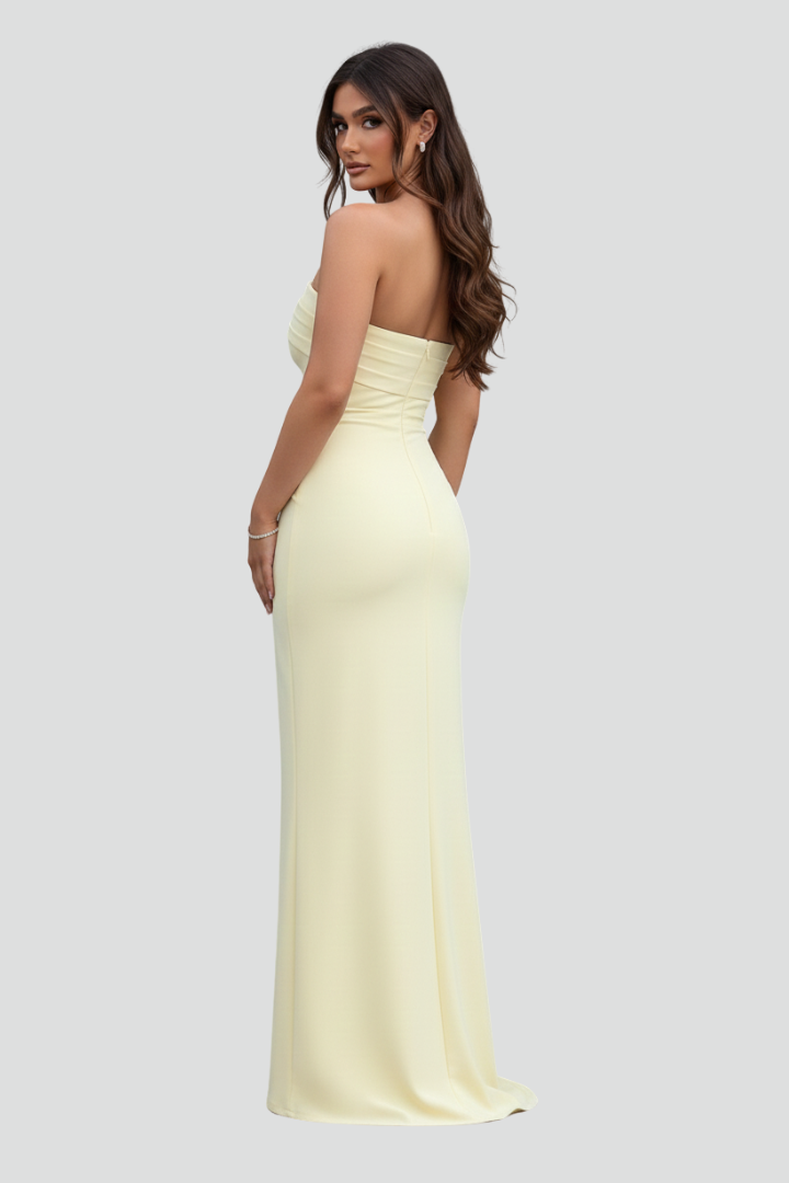 Women’s Strapless Maxi Dress with Front Slit