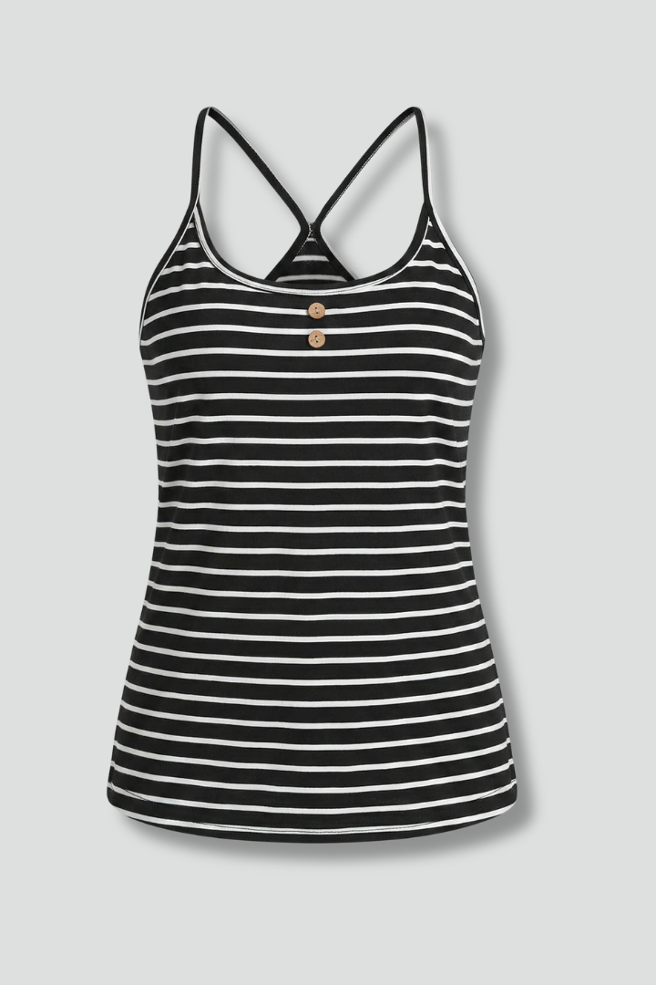 Women’s Strappy Top with Scoop Neck and Striped Pattern