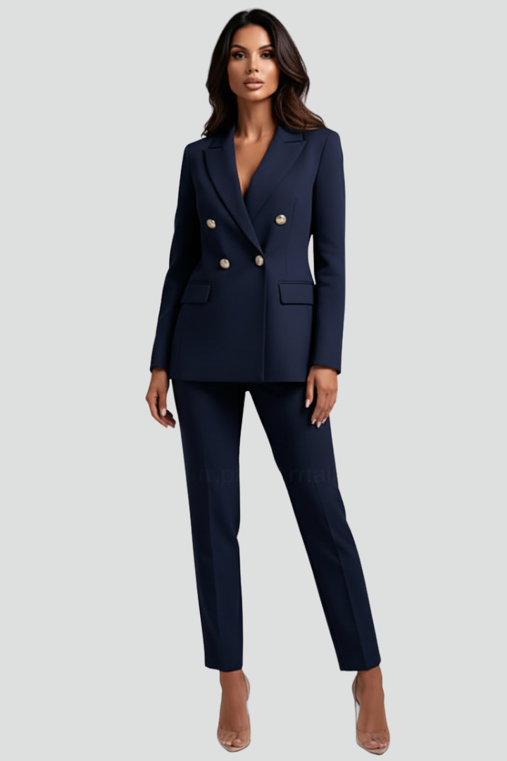 Women’s Suit Set with Blazer and Straight Trousers