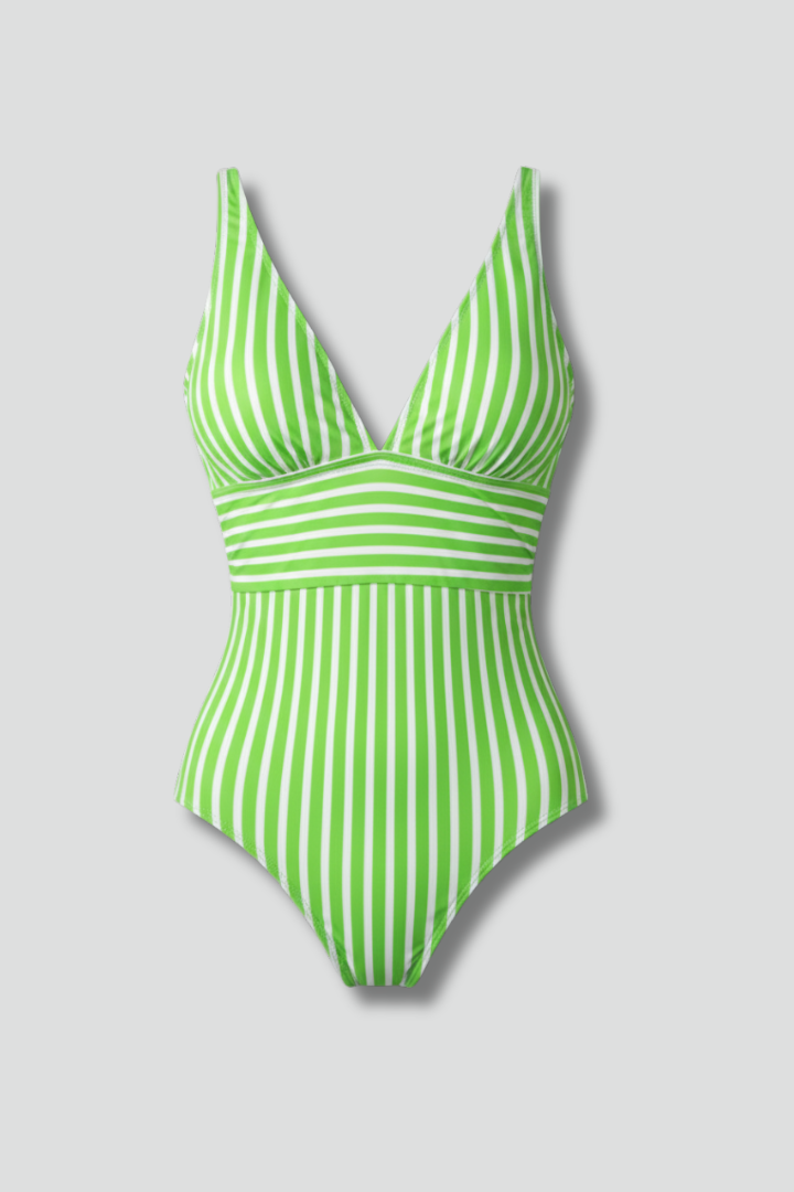 Women’s Swimsuit with Halter Neck and Striped Surface