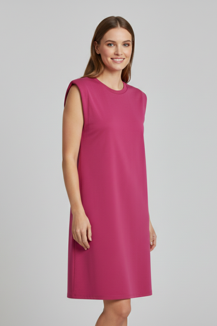 Women’s T-Shirt Dress with Shoulder Pads and Sleeveless Cut