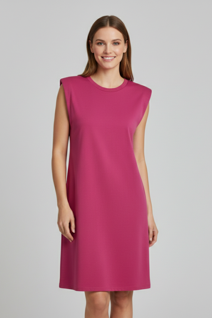 Women’s T-Shirt Dress with Shoulder Pads and Sleeveless Cut