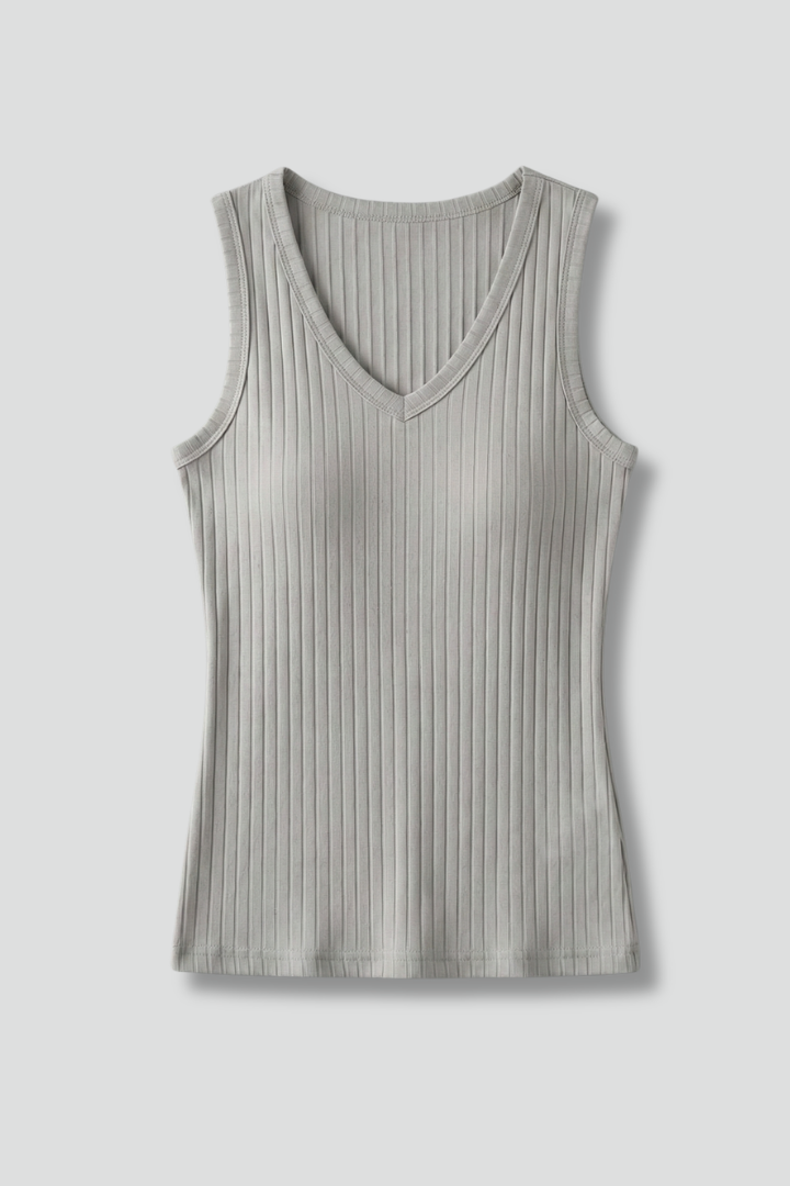 Women’s Tank Top with V-Neck and Ribbed Surface