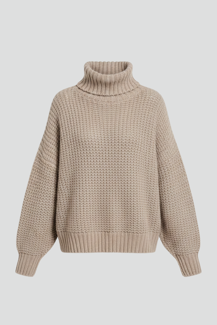Women’s Textured Turtleneck Jumper with Long Sleeves
