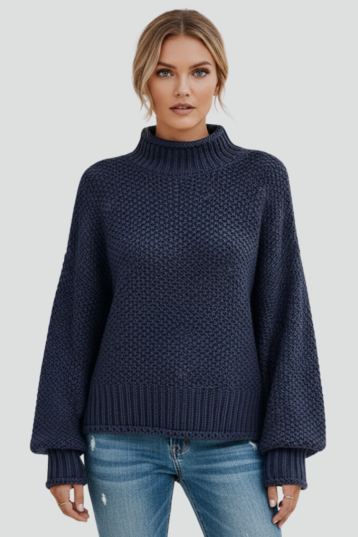 Women’s Textured Turtleneck Jumper with Long Sleeves