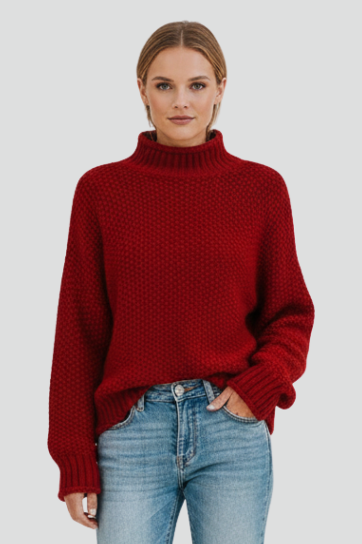 Women’s Textured Turtleneck Jumper with Long Sleeves
