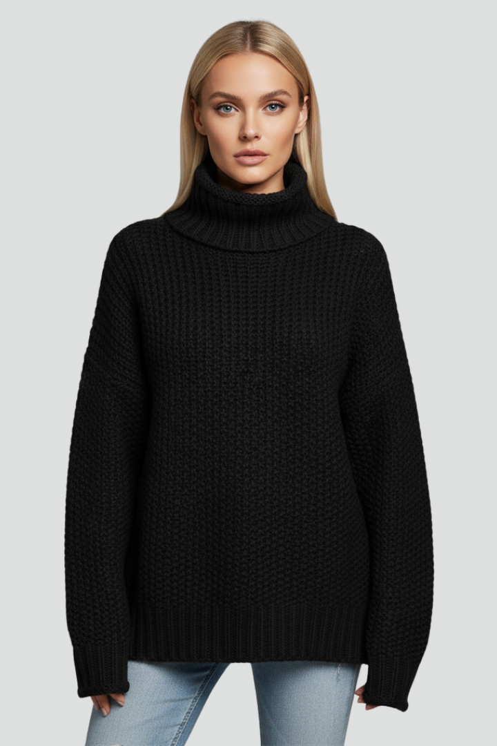 Women’s Textured Turtleneck Jumper with Long Sleeves