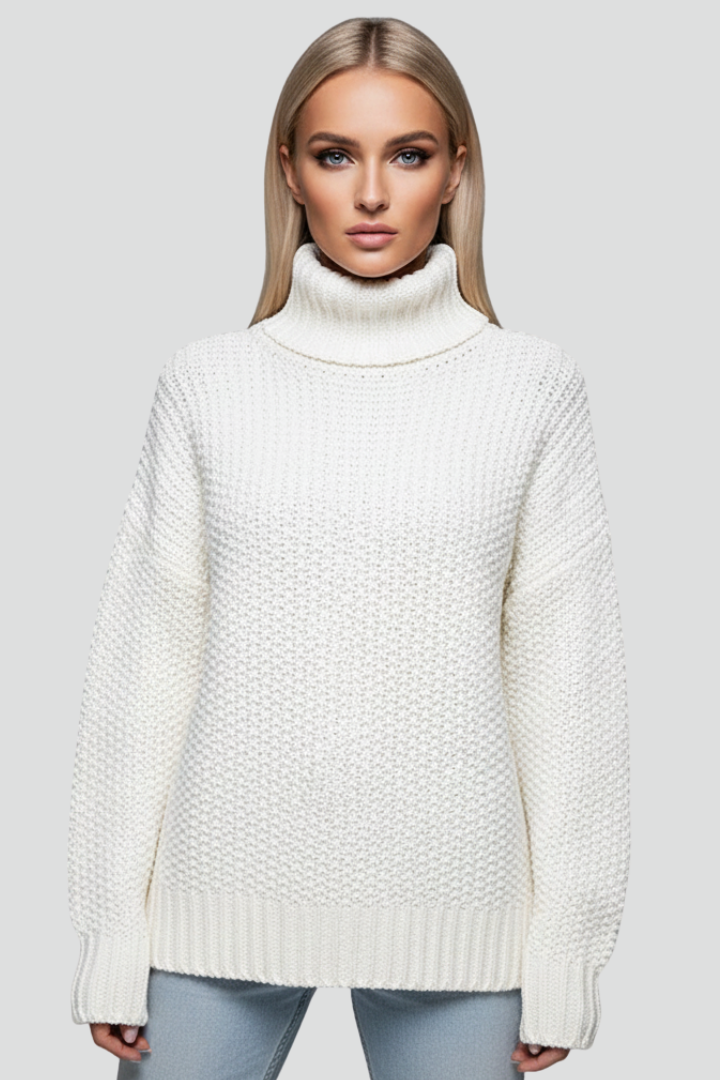 Women’s Textured Turtleneck Jumper with Long Sleeves