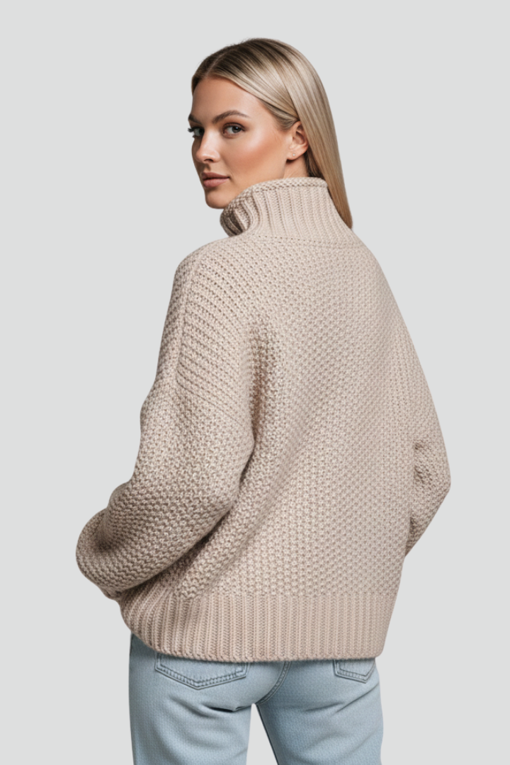 Women’s Textured Turtleneck Jumper with Long Sleeves