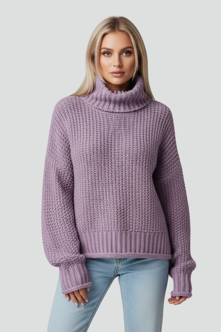 Women’s Textured Turtleneck Jumper with Long Sleeves