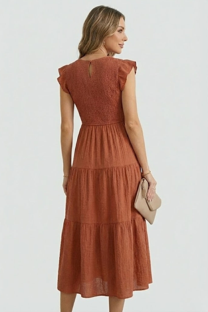 Women’s Tiered Off Shoulder Dress with Long Sleeves