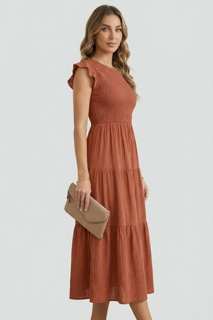 Women’s Tiered Off Shoulder Dress with Long Sleeves