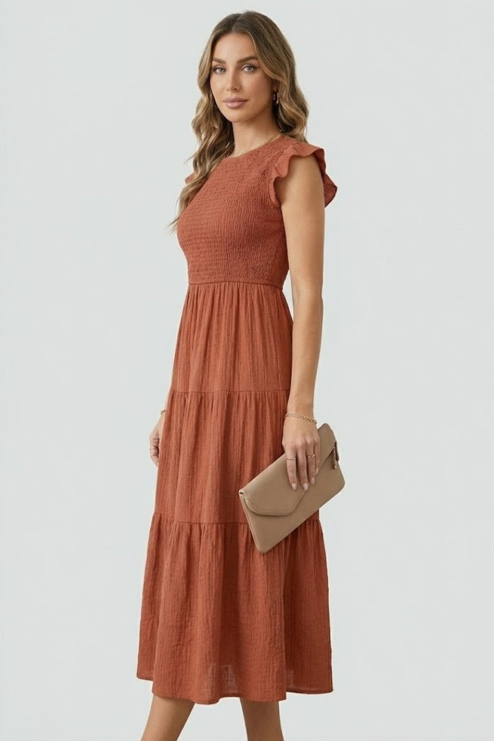 Women’s Tiered Off Shoulder Dress with Long Sleeves