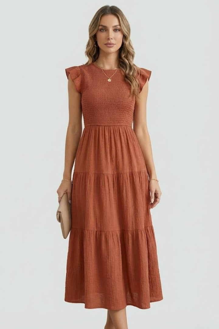 Women’s Tiered Off Shoulder Dress with Long Sleeves