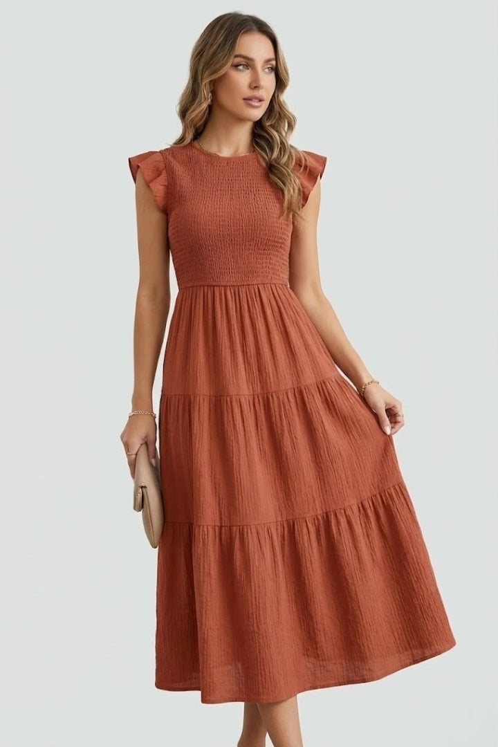Women’s Tiered Off Shoulder Dress with Long Sleeves