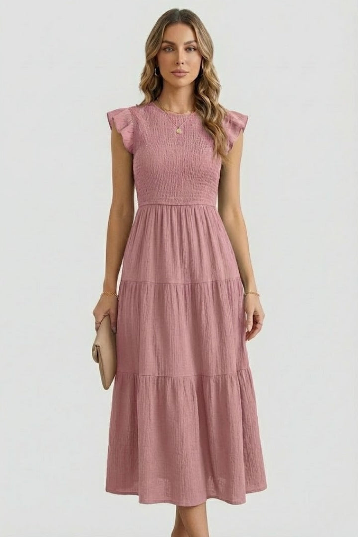 Women’s Tiered Off Shoulder Dress with Long Sleeves