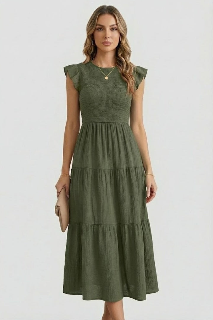 Women’s Tiered Off Shoulder Dress with Long Sleeves