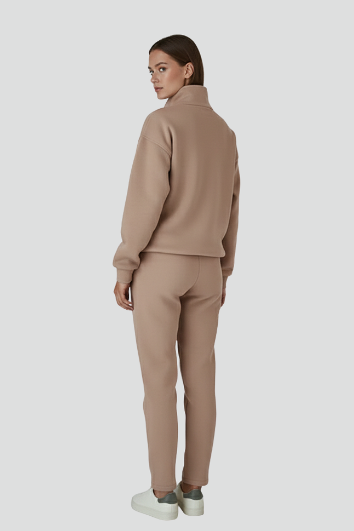 Women’s Tracksuit Set with Half-Zip and Elastic Waist