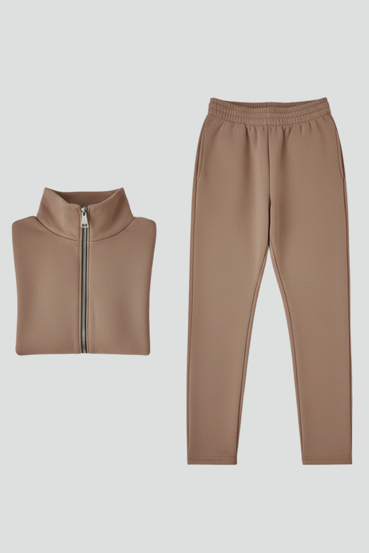 Women’s Tracksuit Set with Half-Zip and Elastic Waist