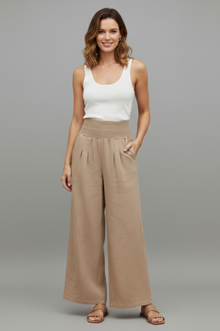 Women’s Trousers with Elastic Waist and Wide Legs