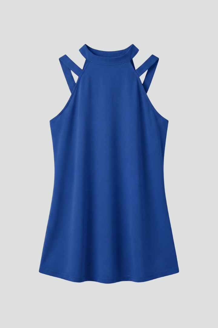 Women’s Tunic Top with High Neck and Sleeveless Cut