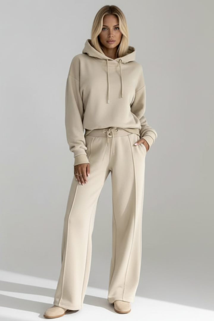 Women’s Two-Piece Set with Hoodie and Wide Trousers