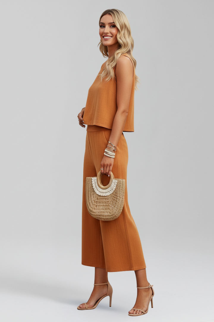 Women’s Two-Piece Set with Sleeveless Top and Trousers