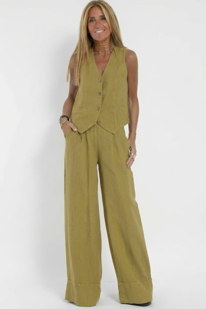 Women’s Two Piece Outfit V Neck Waistcoat