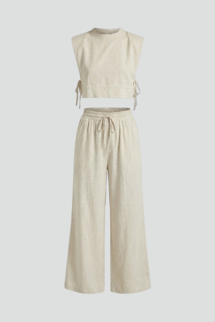 Women’s Two Piece Set with Sleeveless Top and Wide Leg Pants
