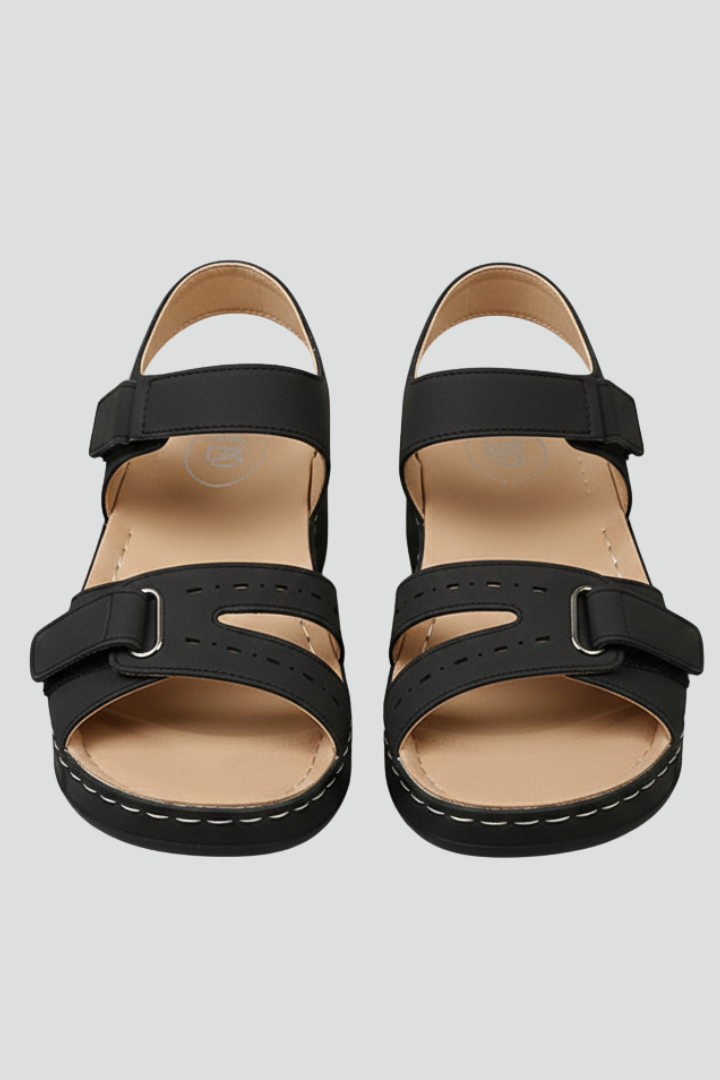 Women’s Wedge Sandals with Hook-and-Loop Straps and Open Toe