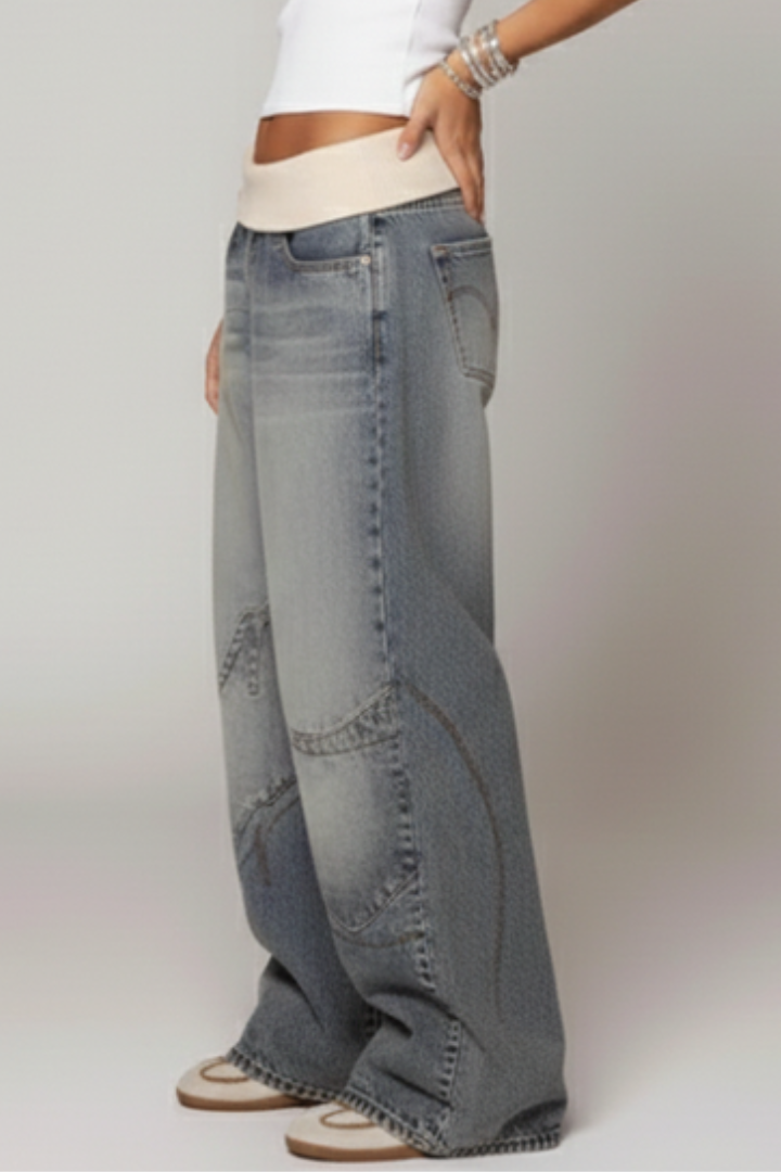Baggy Wide-Leg Denim Trousers
