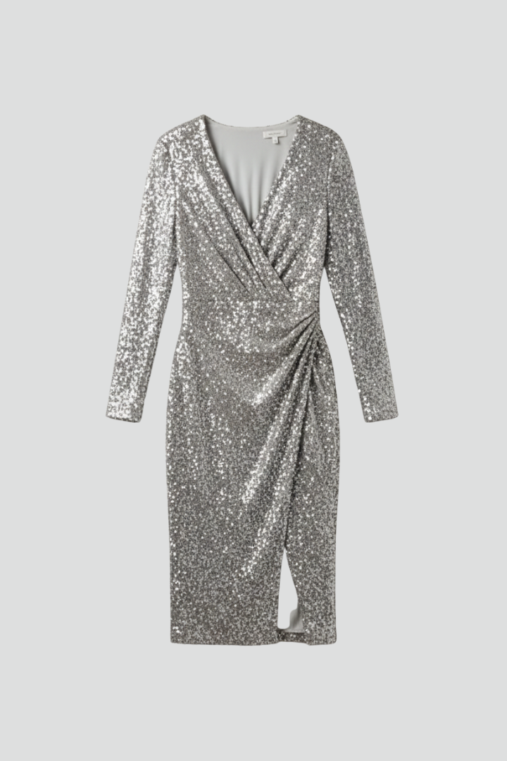 Women’s Wrap Dress with V Neck and Side Slit