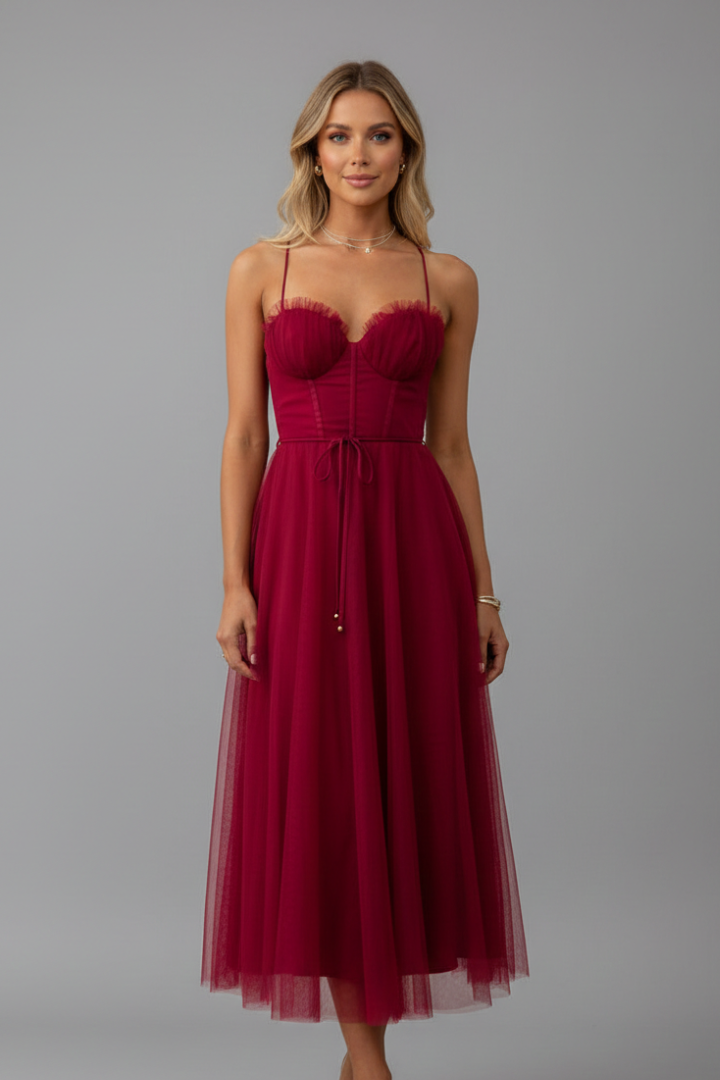 Women’s dress with sweetheart neckline and shoulder straps