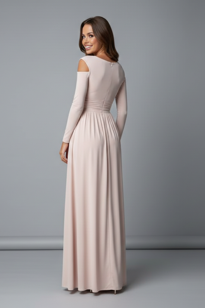 Women’s long dress with V-neck and side slit