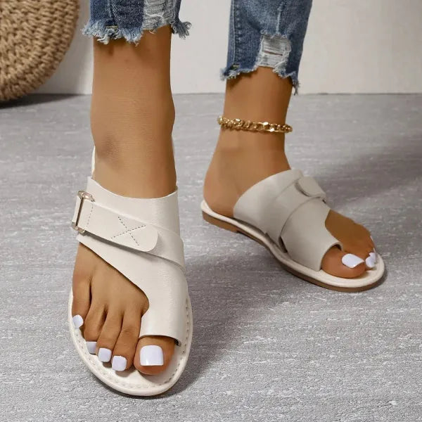 Women’s Sandals with Buckle and Textured Finish