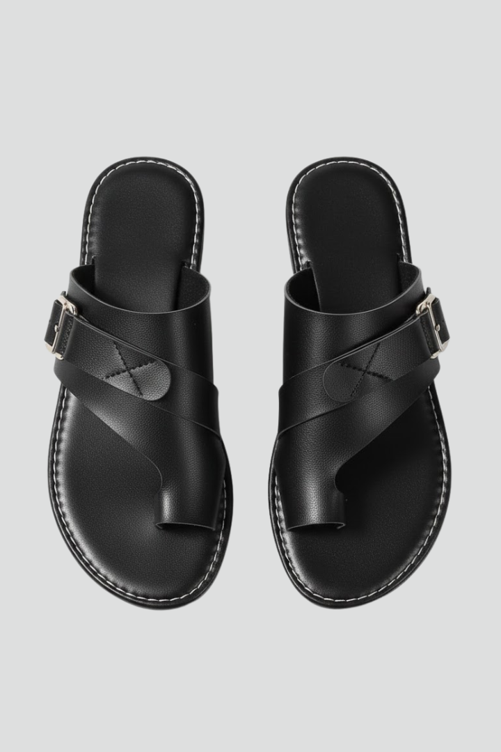 Women’s Sandals with Buckle and Textured Finish