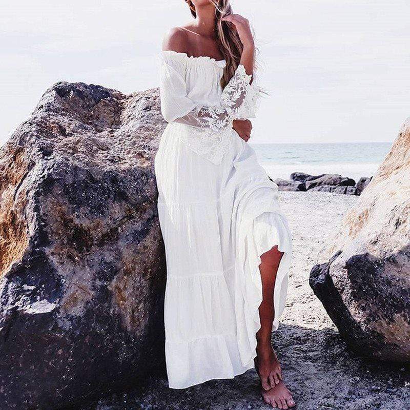 Off Shoulder Flared Boho Dress for Women