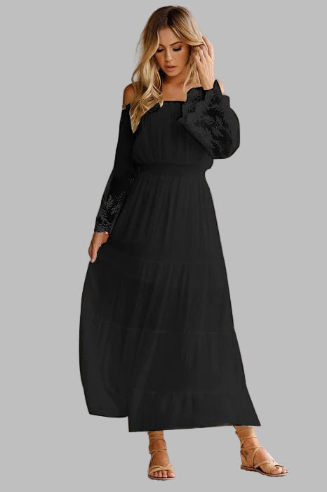 Off Shoulder Flared Boho Dress for Women