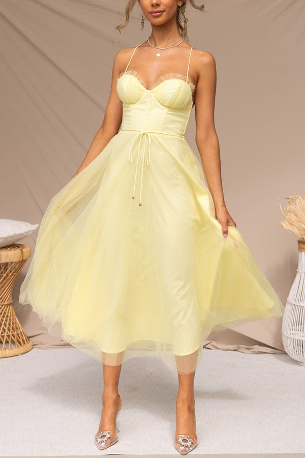 Spaghetti Strap Sweetheart Neck Tulle Dress for Women