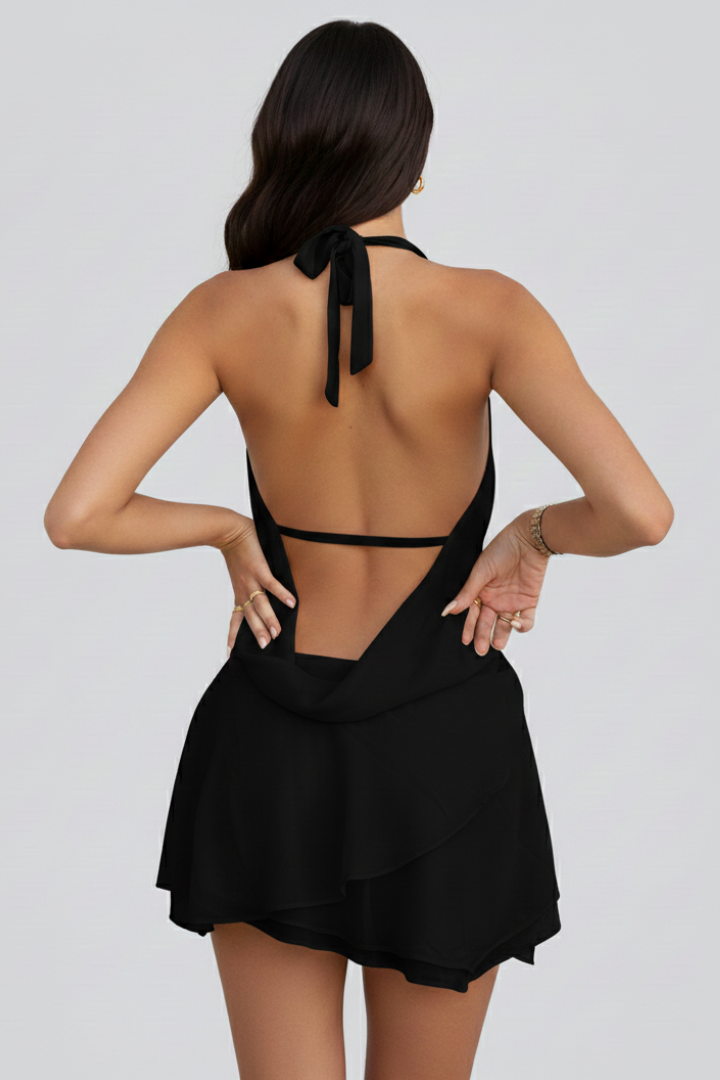 Backless Mini Dress with Scoop Neckline