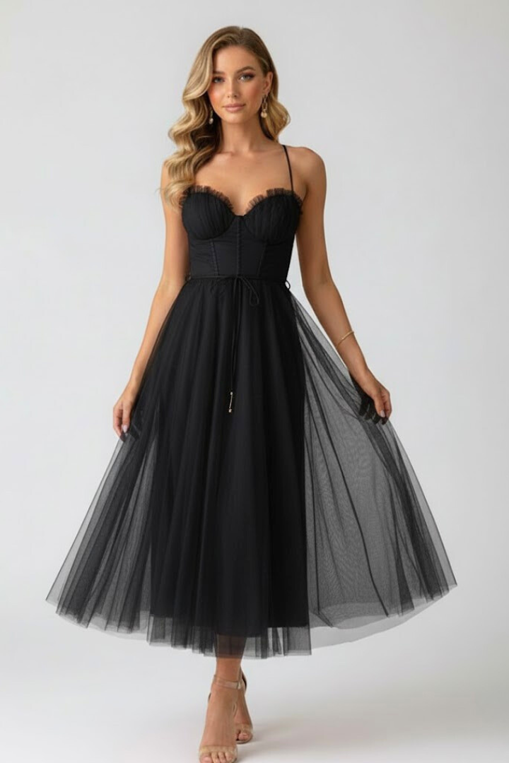 Women’s Tulle Dress with Sweetheart Neck