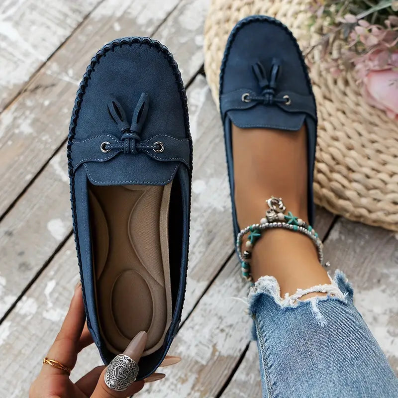Women’s Loafers with Bow and Textured Surface