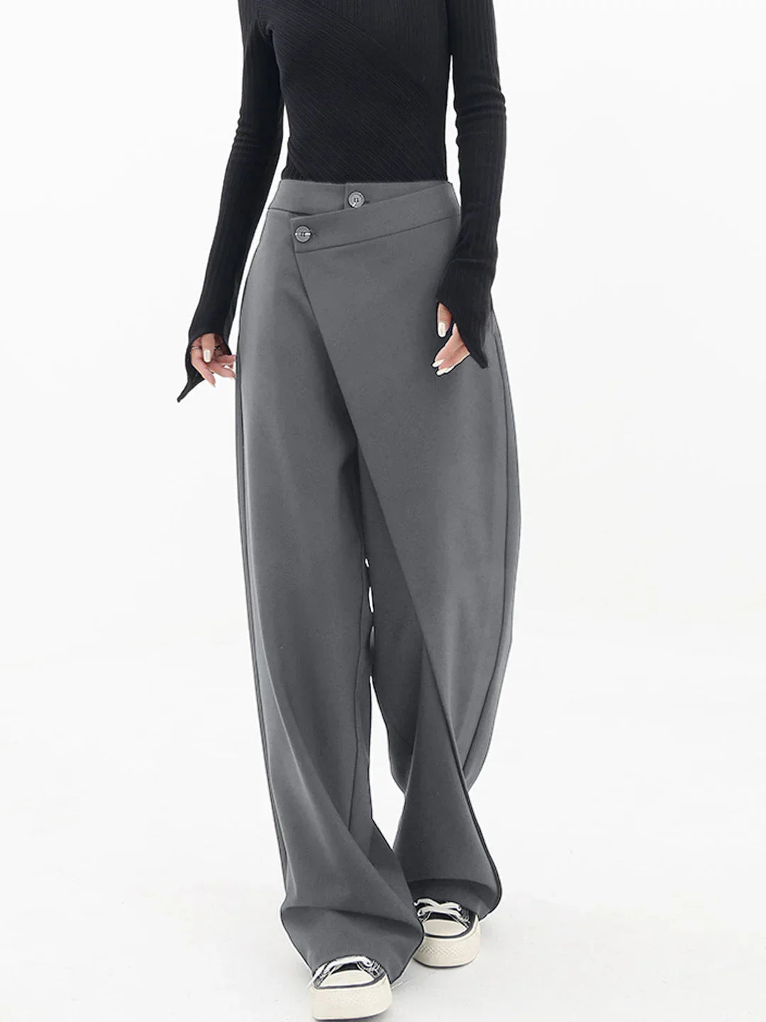 Asymmetric Wide-Leg Trousers for Women