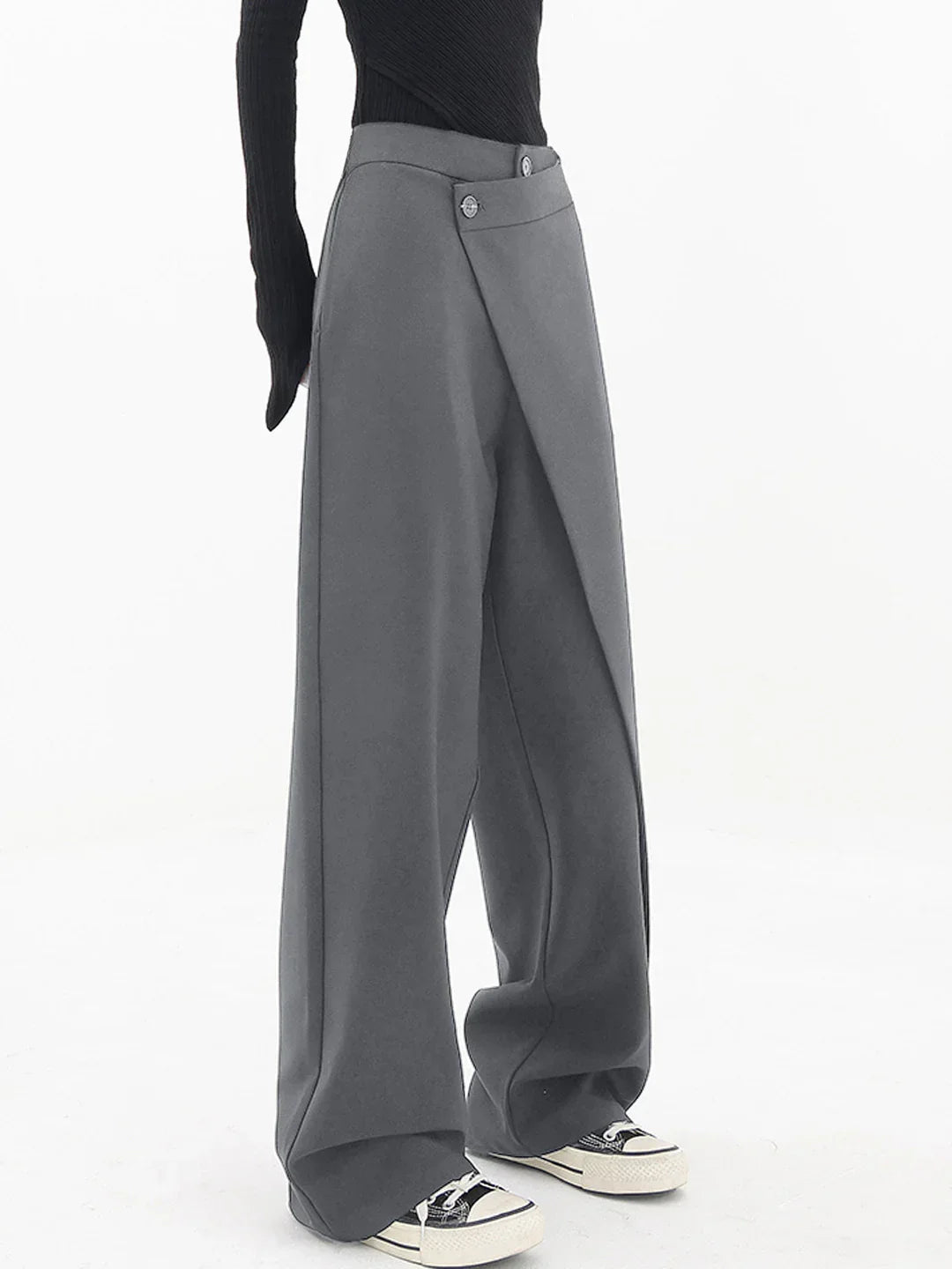 Asymmetric Wide-Leg Trousers for Women