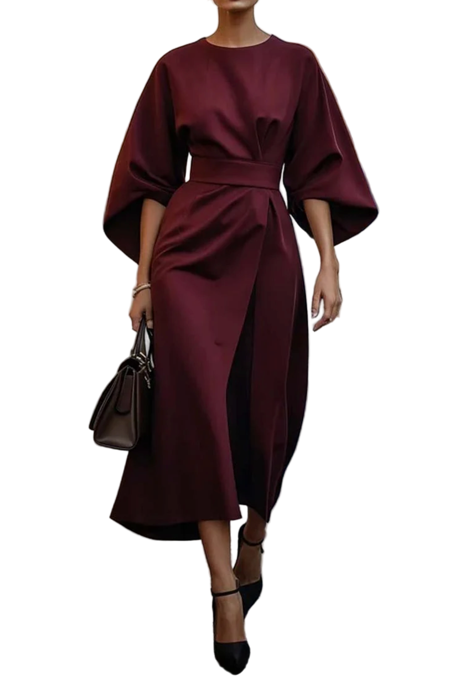 Belted Maxi Dress with Flowing Silhouette